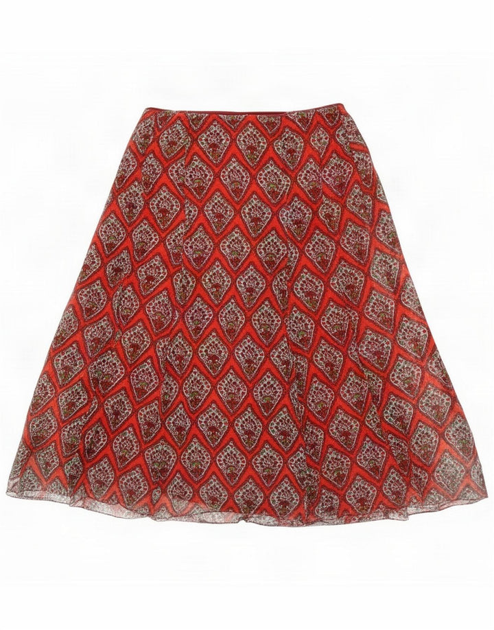 Gonna vintage da donna a trapezio media W30 Paisley marrone