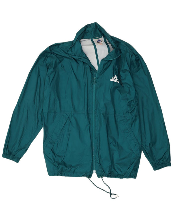 Giacca antipioggia Adidas da uomo con cappuccio grafico UK 46/48 XL verde poliammide