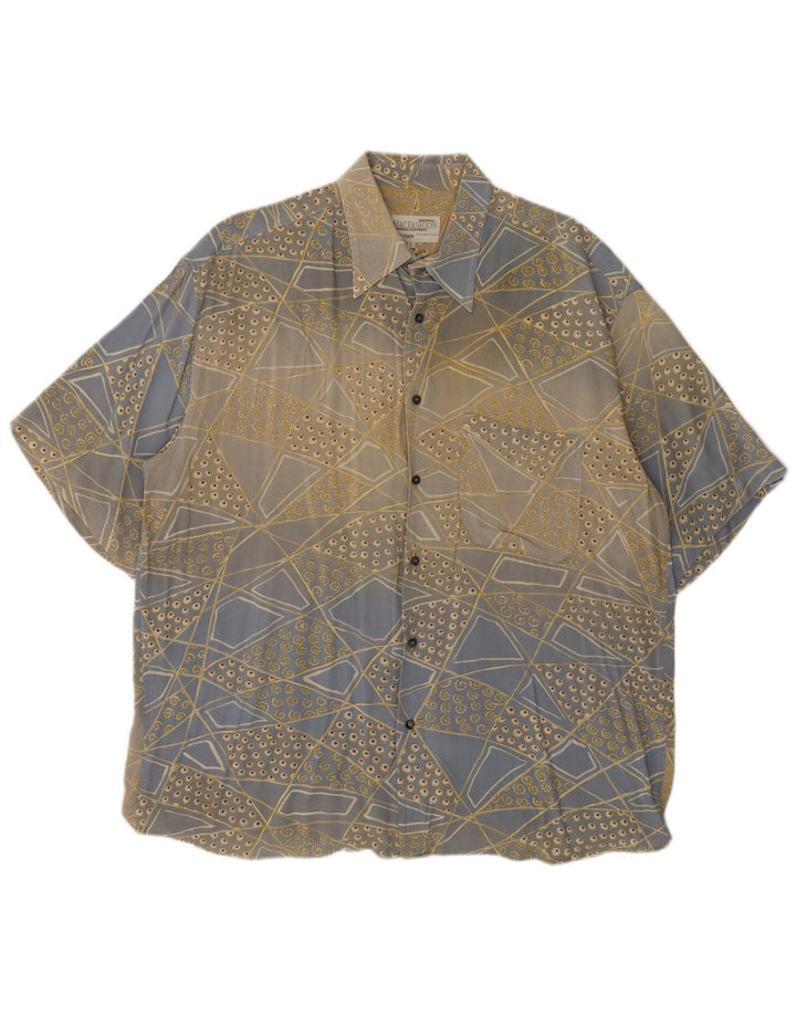 MAC FASHION Camicia da uomo a maniche corte grande blu geometrica