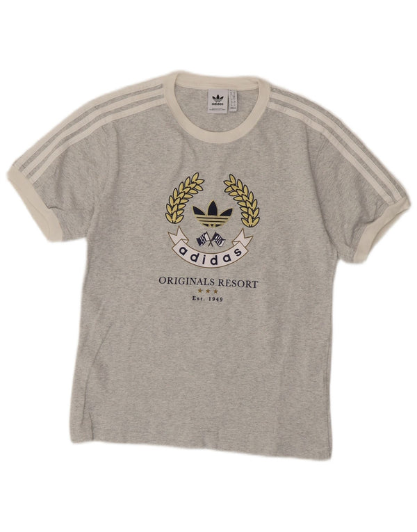 T-shirt grafica da donna Adidas Top UK 10 piccola in cotone grigio