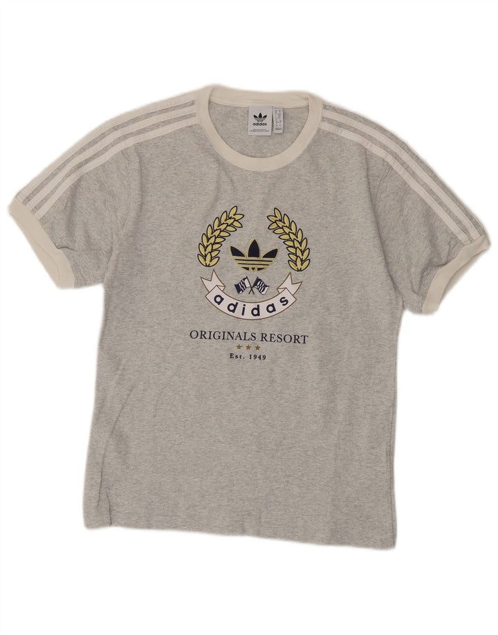 T-shirt grafica da donna Adidas Top UK 10 piccola in cotone grigio