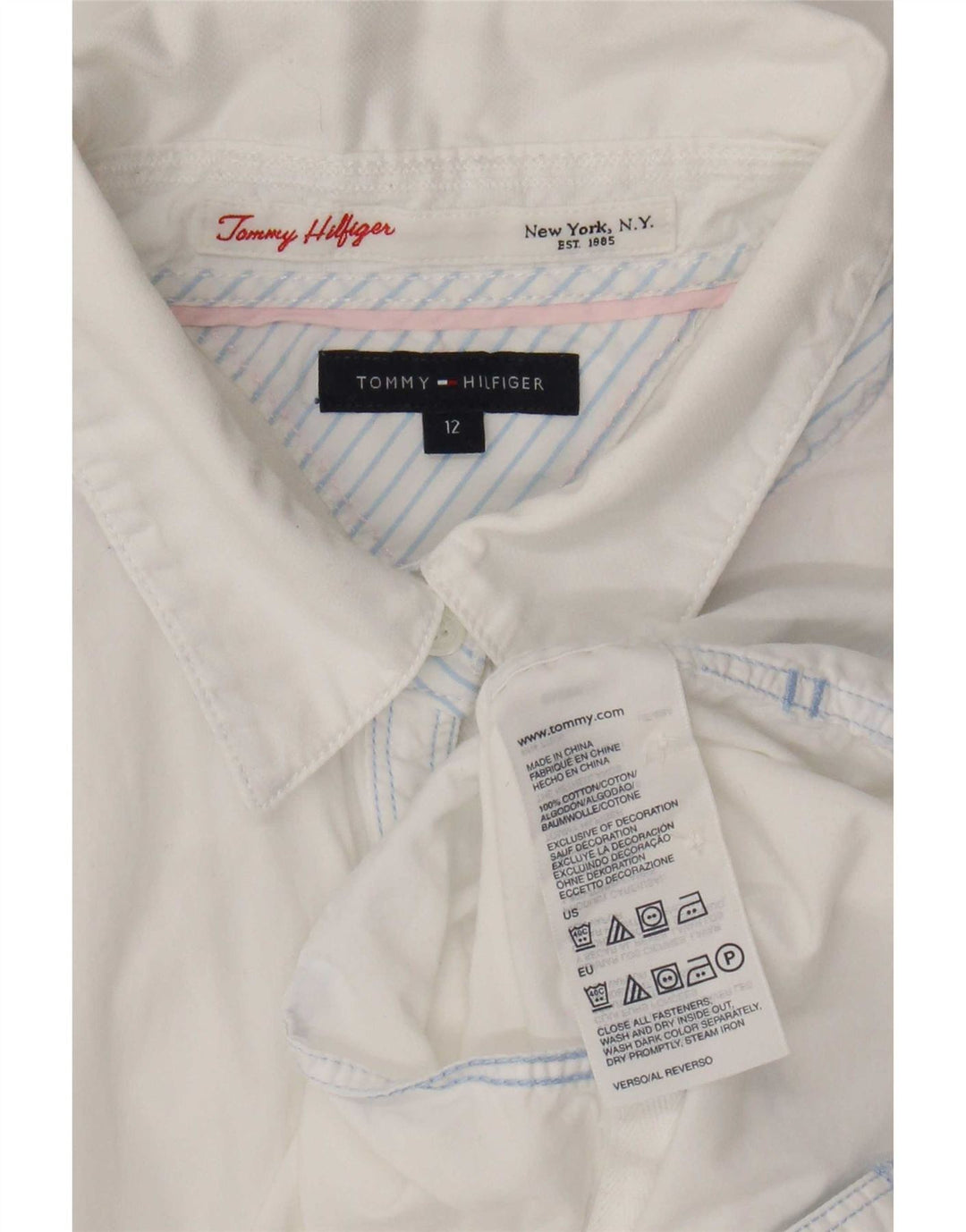Camicia da donna Tommy Hilfiger US 12 Large in cotone bianco