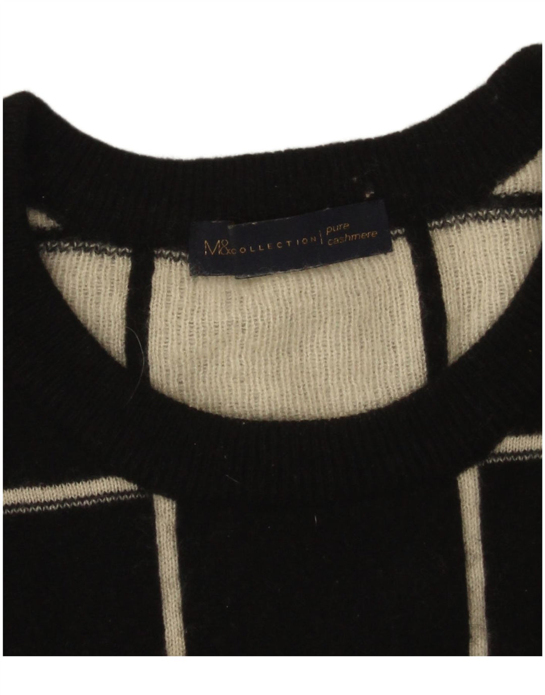 Maglione maglione con scollo a barca da donna Marks & Spencer UK 14 grande motivo a quadri neri