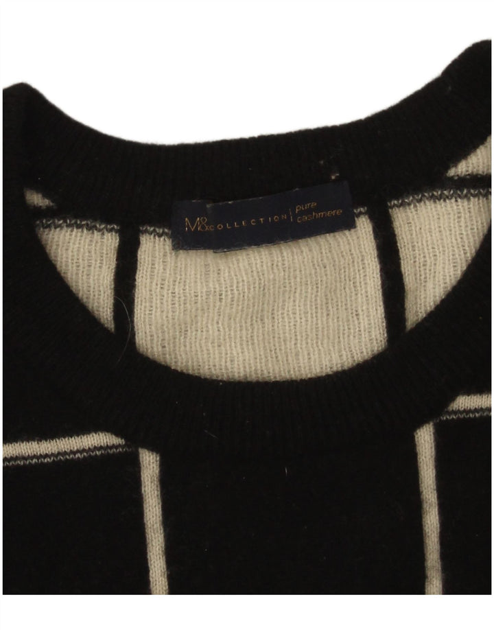 Maglione maglione con scollo a barca da donna Marks & Spencer UK 14 grande motivo a quadri neri
