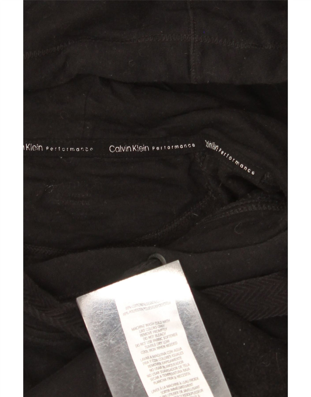 CALVIN KLEIN Maglione con cappuccio grafico oversize da donna UK 18 XL Cotone nero