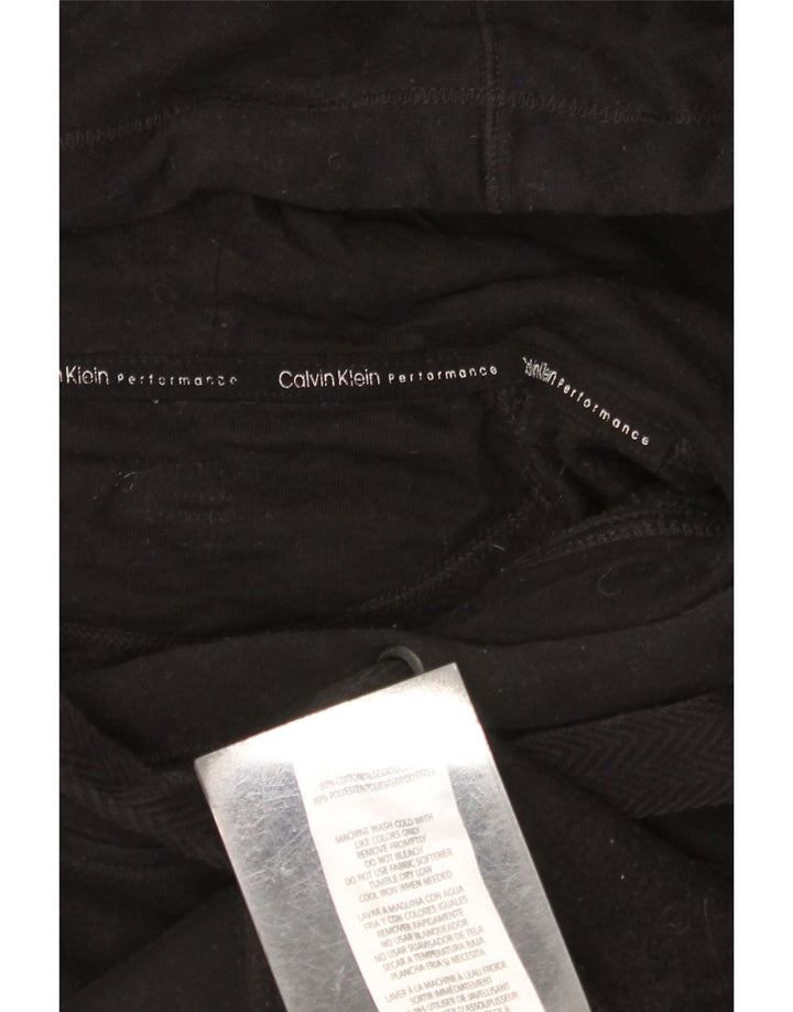 CALVIN KLEIN Maglione con cappuccio grafico oversize da donna UK 18 XL Cotone nero