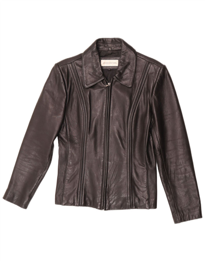Giacca in pelle da donna Jones New York UK 10 piccola in pelle nera