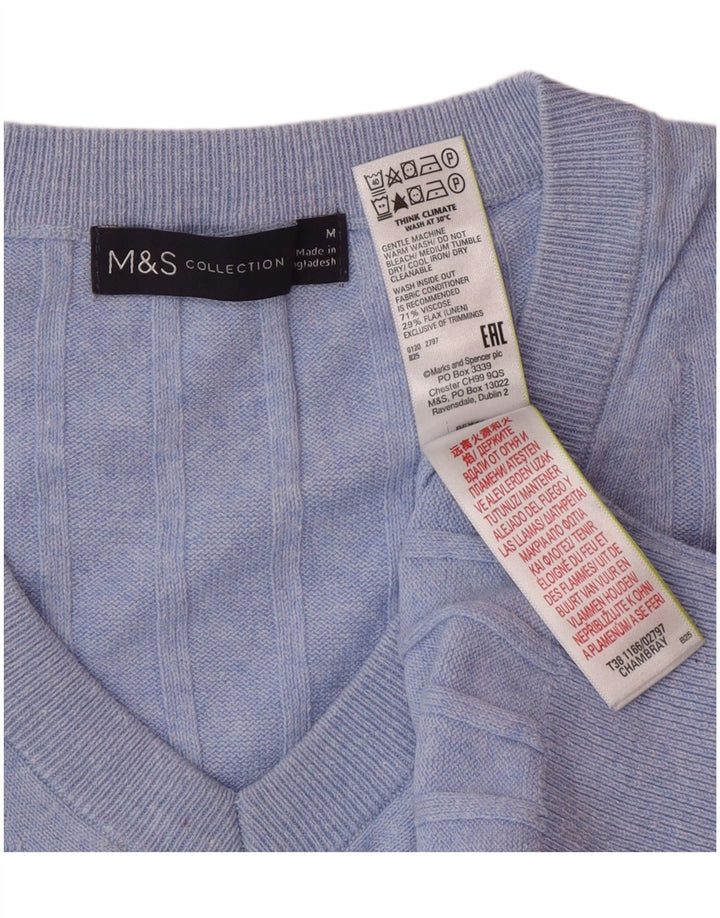Maglione da donna Marks & Spencer con scollo a V UK 14 Viscosa blu medio