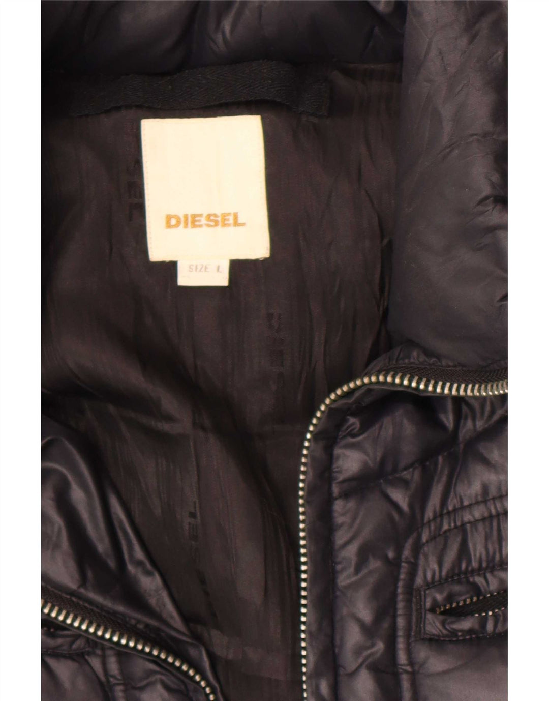 Giacca imbottita con cappuccio da donna Diesel UK 16 grande nera