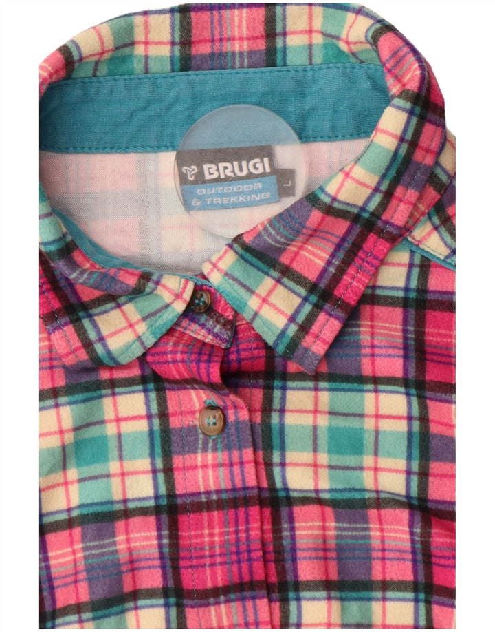 Camicia in flanella da donna BRUGI UK 14 grande quadretto rosa