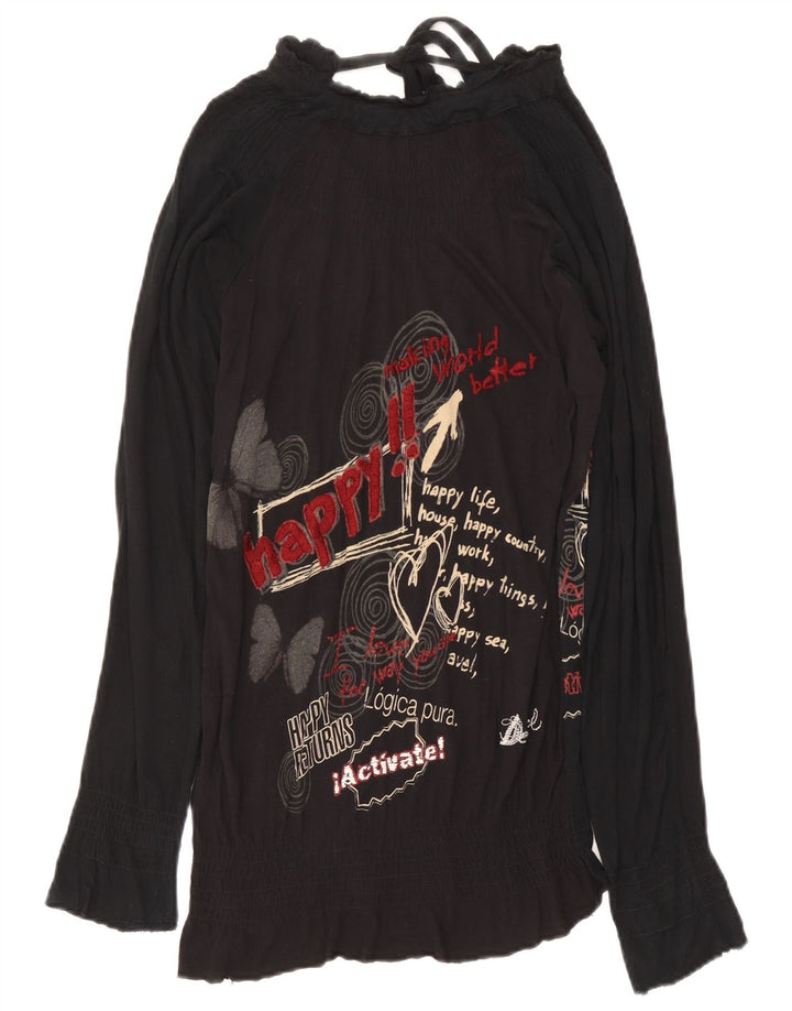 Desigual Tunica Grafica da Donna Top Piccola Farfalla Nera