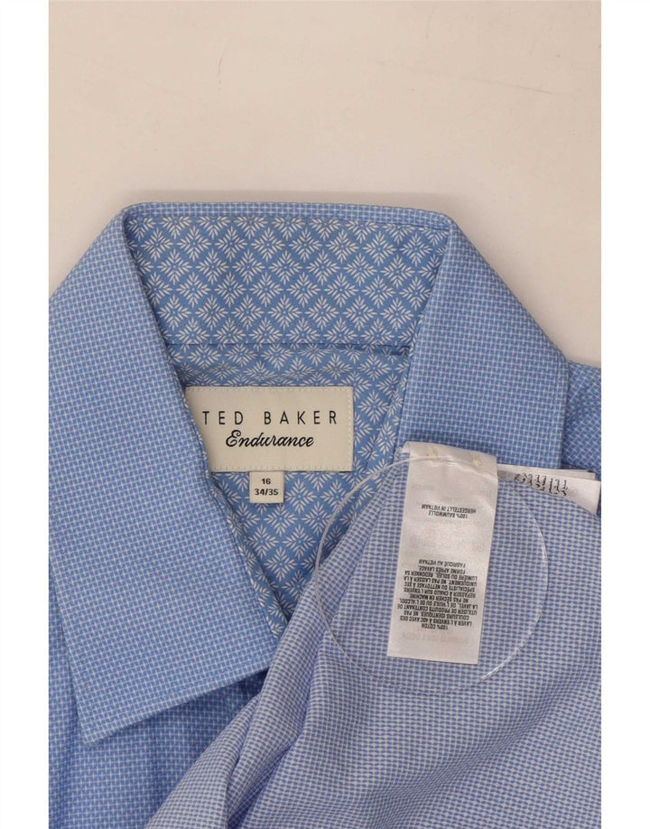 Camicia da uomo Ted Baker taglia 16 grande cotone maculato blu