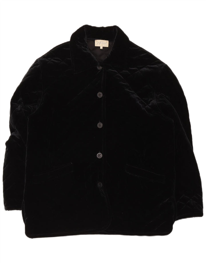 Giacca trapuntata vintage in velluto da donna IT 48 XL nera in poliammide