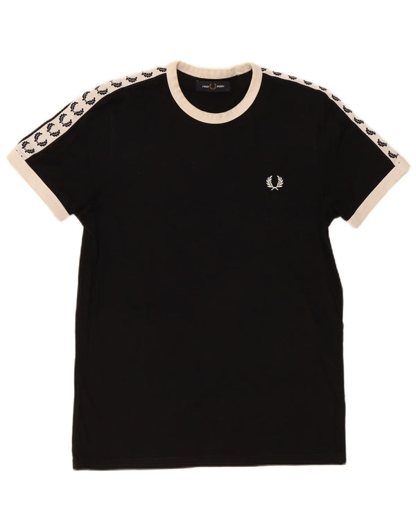 T-shirt grafica da uomo Fred Perry Top XS in cotone color block nero
