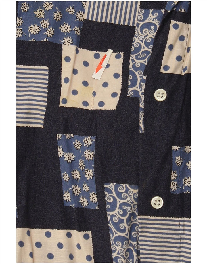 Camicia da uomo vintage grande patchwork blu navy