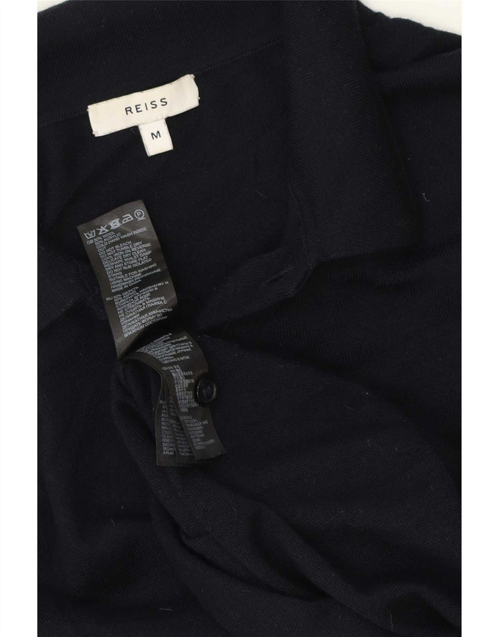 Maglione da uomo Reiss con collo a polo, lana media blu navy