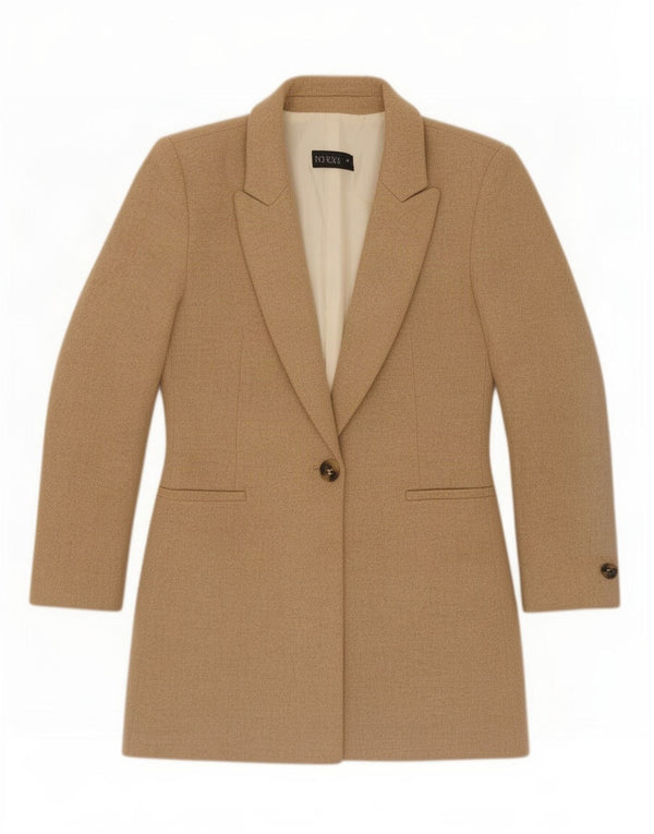 Giacca blazer a 1 bottone lungo da donna Zara UK 10 piccola in lana beige