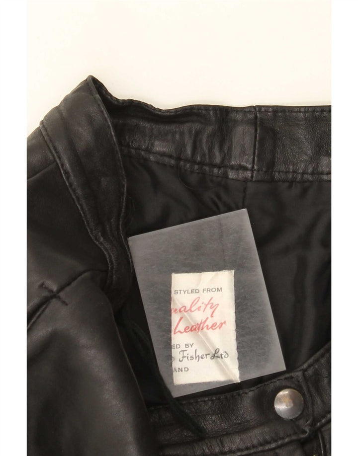 Gonna in pelle vintage da donna W28 media nera