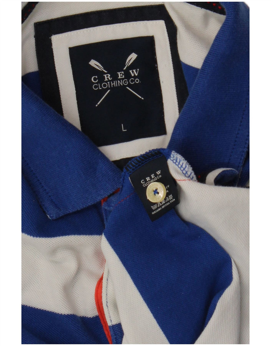 CREW CLOTHING Polo da uomo in cotone a righe grandi blu