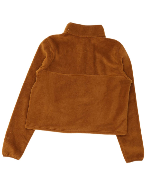 Maglione in pile Columbia da donna con collo corto e bottoni UK 16 Large Beige Poliestere