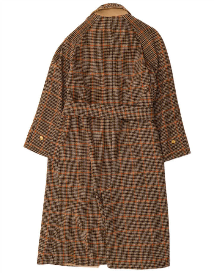 Soprabito reversibile da donna vintage UK 14 cotone a quadri beige medio
