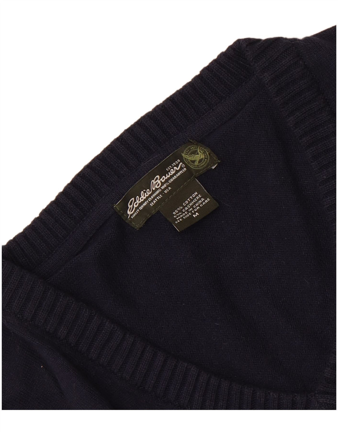 Maglione da uomo con scollo a V Eddie Bauer in cotone blu navy medio