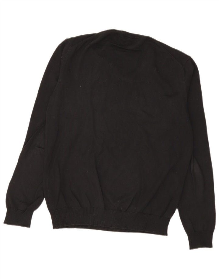 Maglione da uomo con scollo a V Benetton piccolo in cotone nero