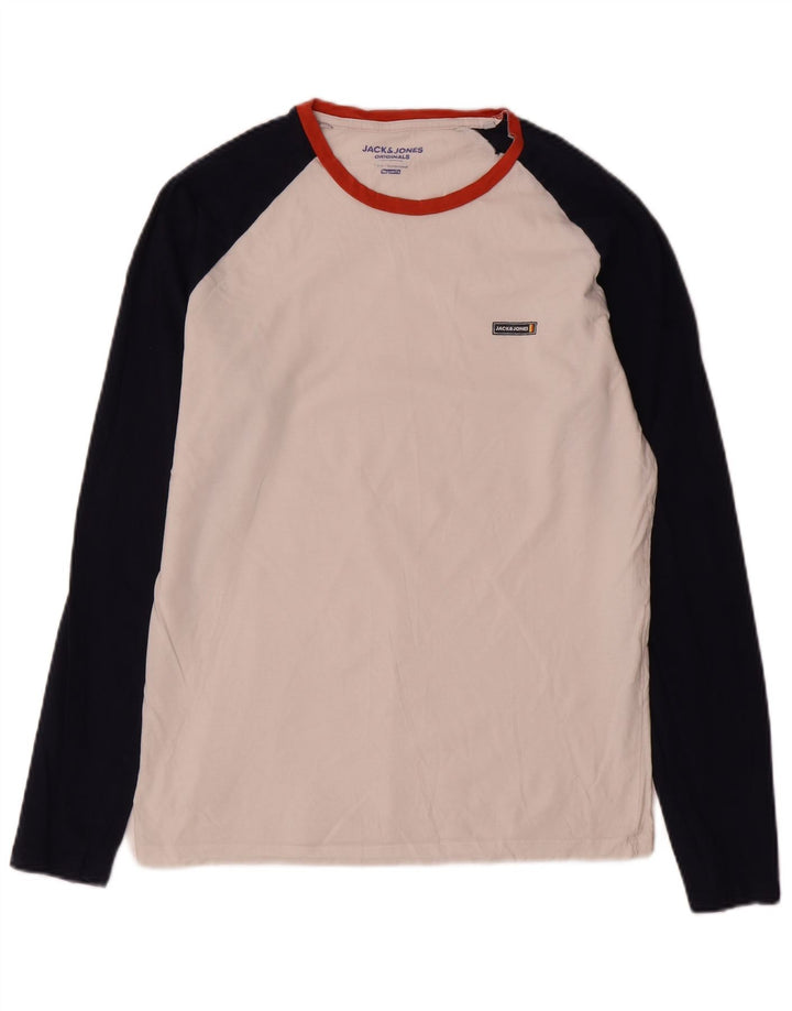 Jack & Jones Maglia da uomo vestibilità regolare manica lunga color block bianco medio