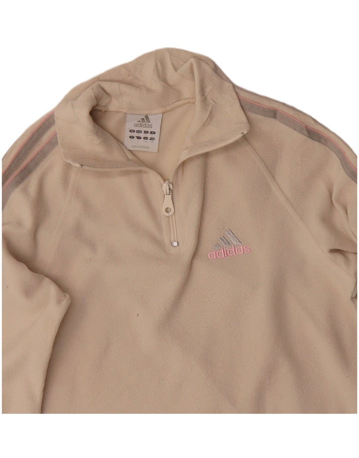 Maglione in pile da donna Adidas con collo con zip UK 14 grande poliestere beige