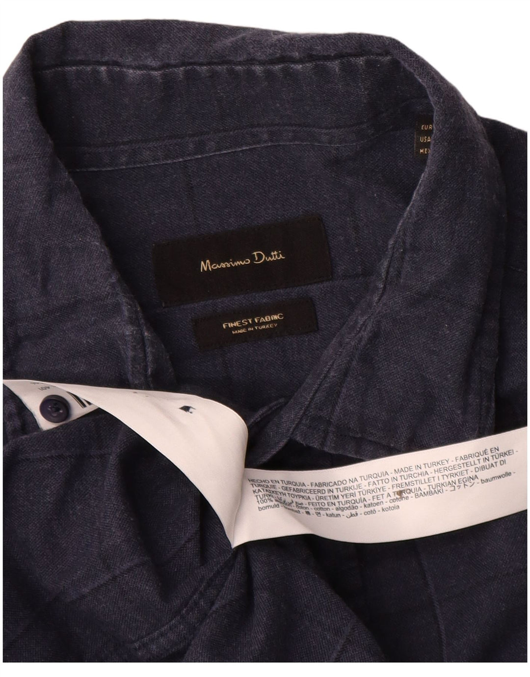 Camicia da uomo Massimo Dutti in cotone a quadri grandi blu navy