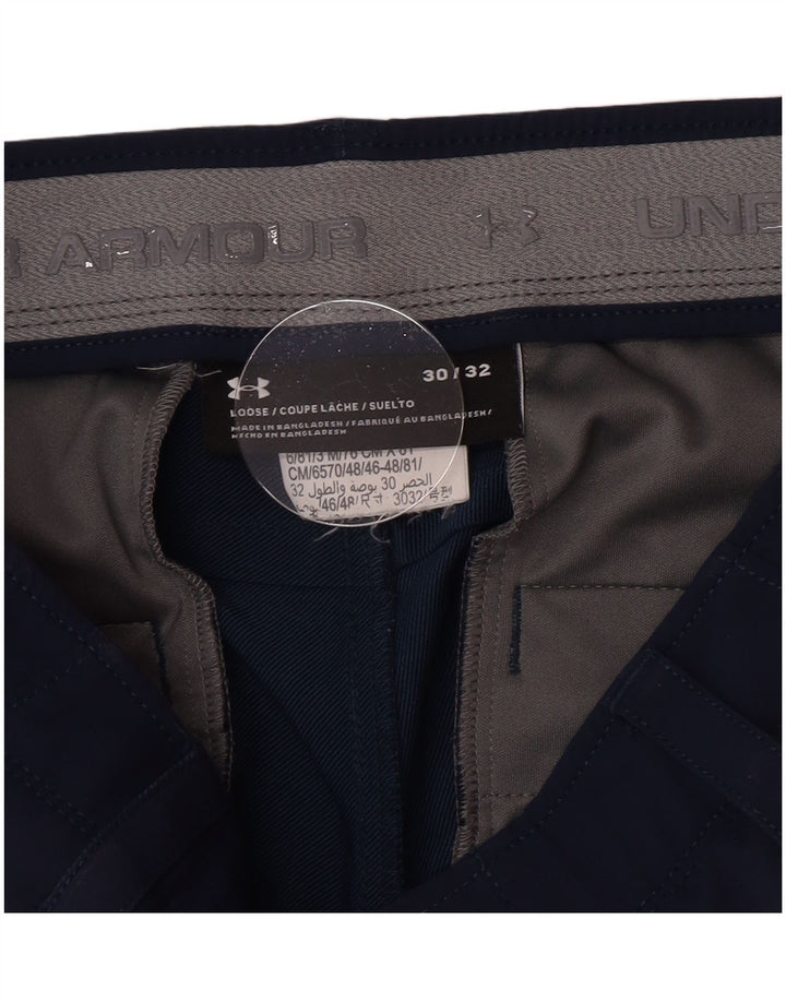 Pantaloni chino dritti da uomo Under Armour W30 L32 poliestere blu navy