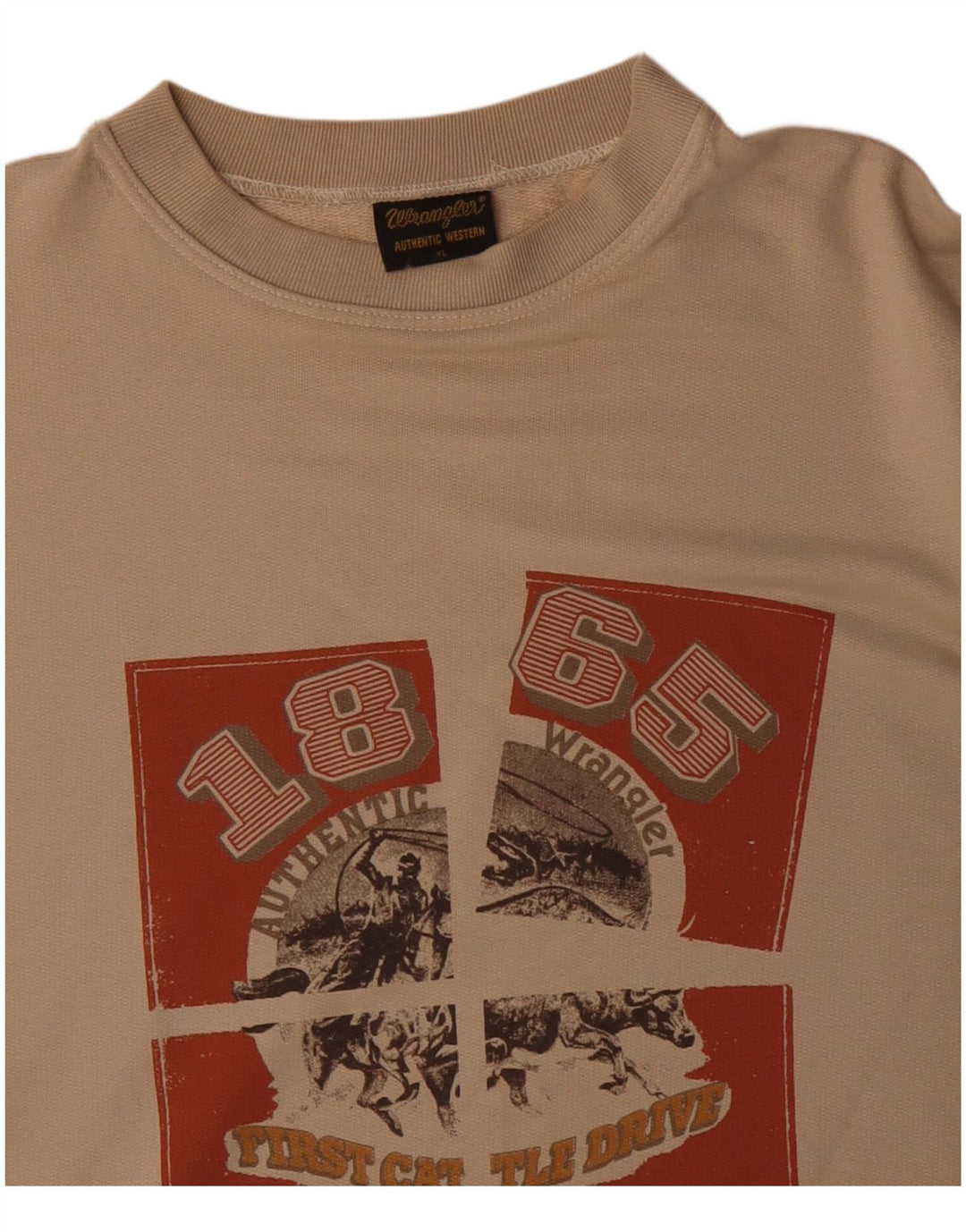 Felpa grafica da uomo Wrangler maglione XL cotone beige
