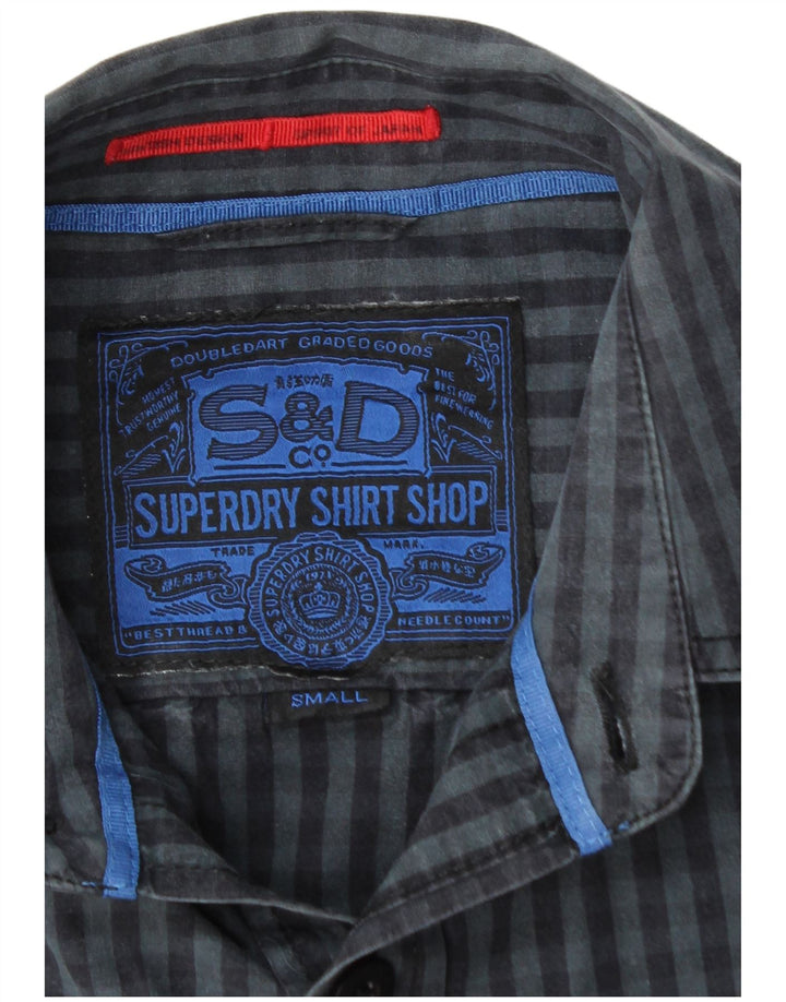Camicia da uomo SUPERDRY piccola in cotone a quadretti blu navy