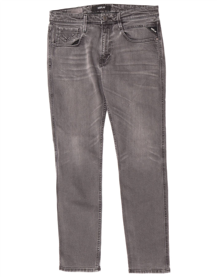 Jeans slim da donna Replay W33 L32 cotone grigio