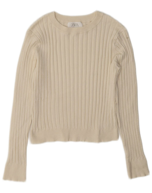 Maglione girocollo per ragazze Zara 13-14 anni in viscosa bianco sporco
