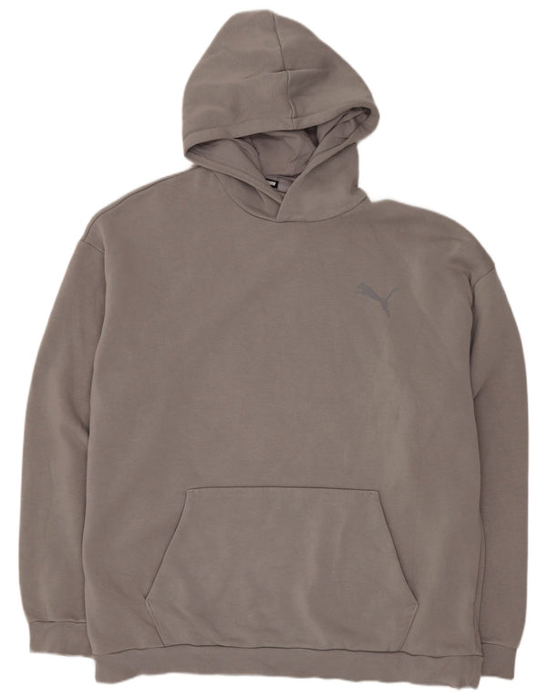 Felpa con cappuccio da uomo Puma Large in cotone grigio