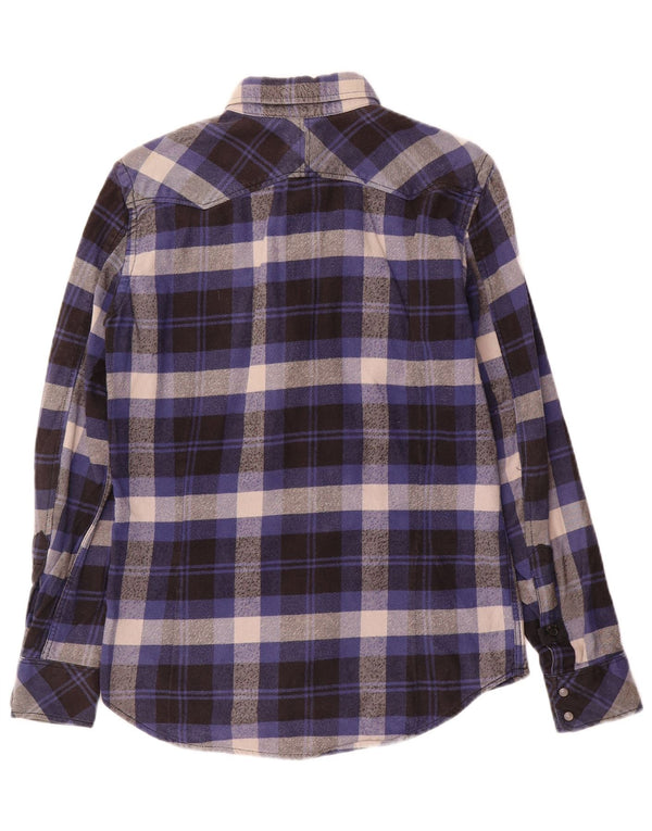 Camicia da uomo in flanella Diesel piccola in cotone a quadri blu navy