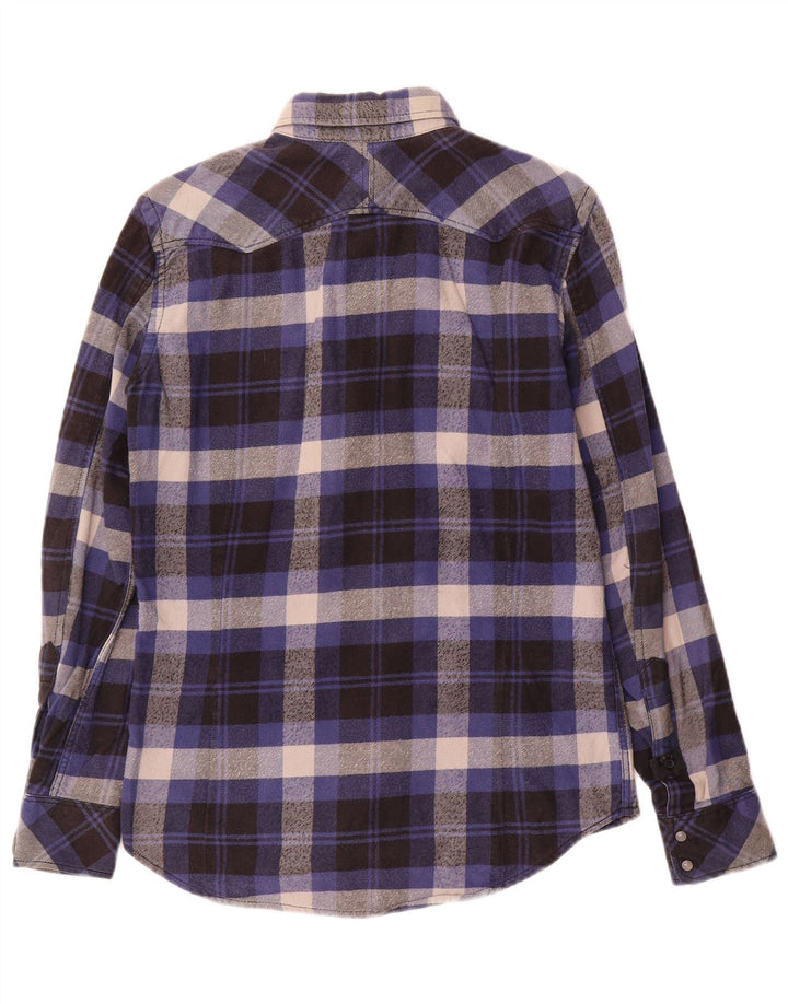 Camicia da uomo in flanella Diesel piccola in cotone a quadri blu navy