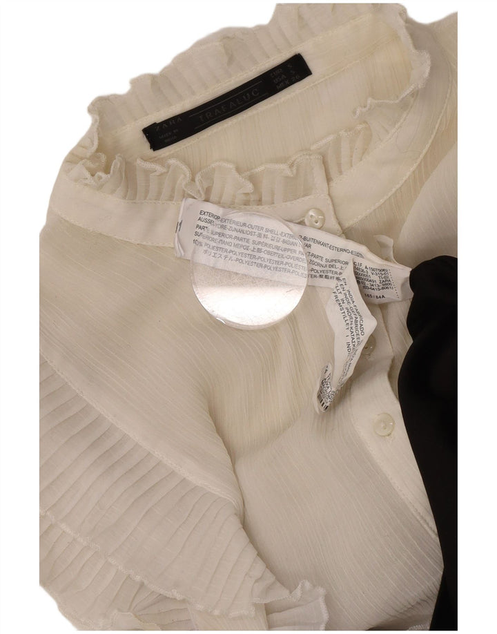 Abito a trapezio da donna Zara con volant sul davanti UK 10 piccolo bianco color block