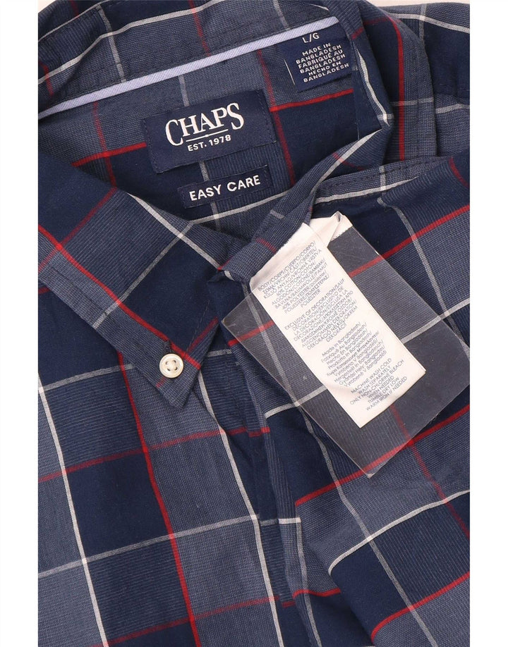 Chaps Camicia da uomo Easy Care, grande, in cotone a quadri blu navy