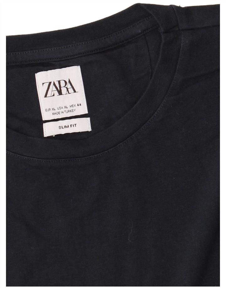 T-shirt da uomo slim fit ZARA XL blu navy
