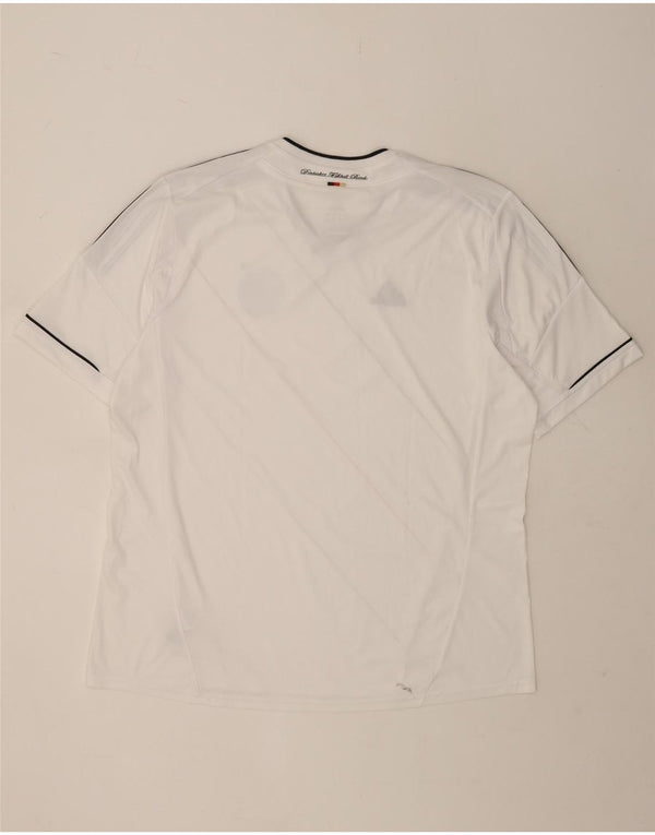 Adidas Uomo Deutscher Fussball Bund T-shirt Top 2XL Poliestere a righe bianche