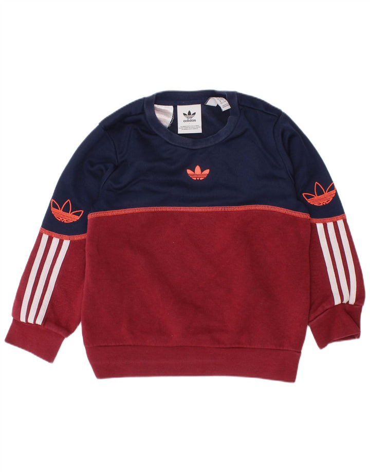 Felpa grafica ADIDAS per ragazzi, 3-4 anni, cotone color block marrone