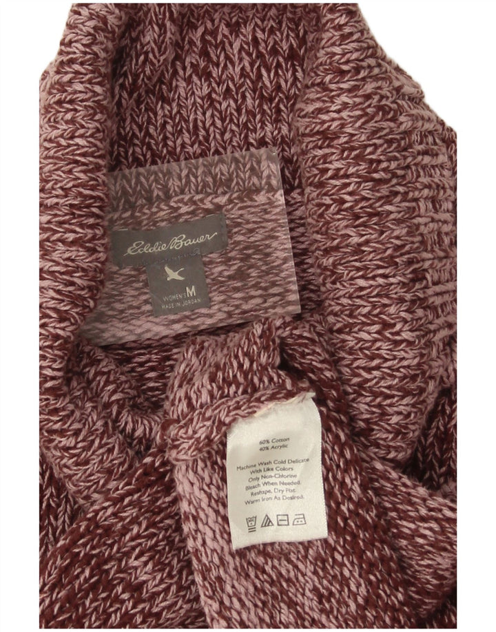 Maglione maglione da donna a collo alto Eddie Bauer UK 14 a righe bordeaux medie