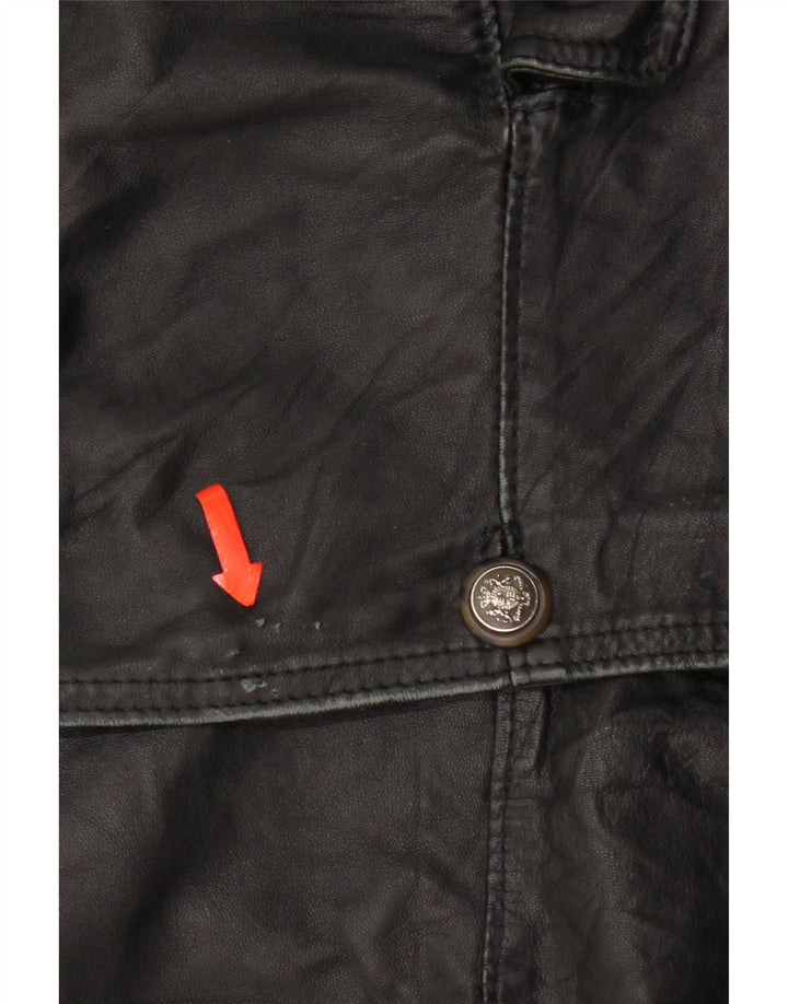 Giacca blazer da uomo a 3 bottoni Bizzarro IT 54 2XL in pelle nera