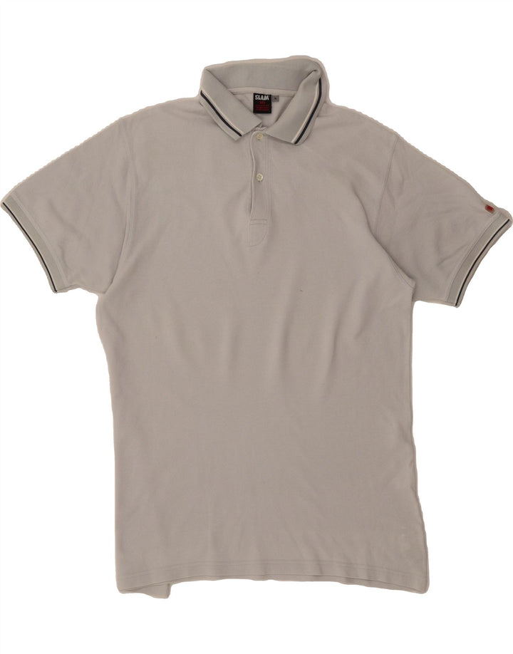 SLAM Mens Polo Shirt XL Grey Cotton Vintage Slam and Second-Hand Slam from Messina Hembry 