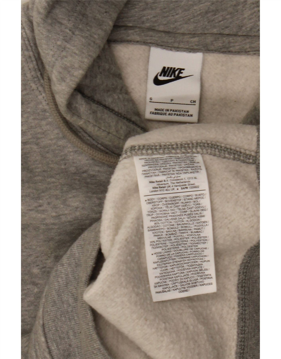 Felpa con cappuccio da uomo Nike Small in cotone chiazzato grigio