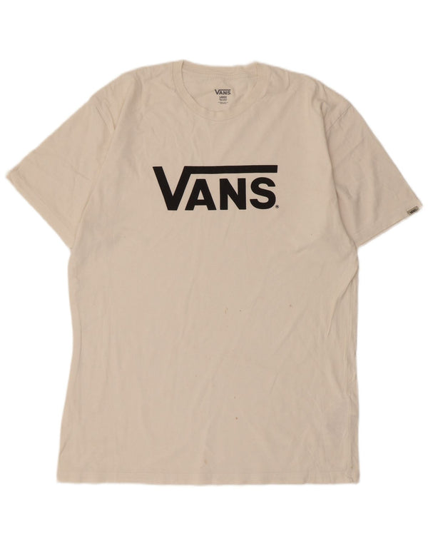 T-shirt grafica da uomo Vans grande in cotone bianco