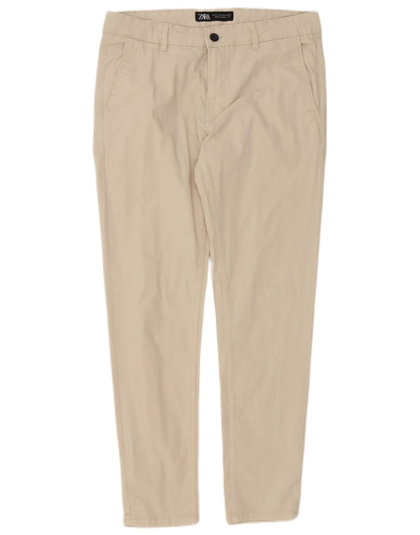 Pantaloni chino slim da uomo Zara EU 44 Large W34 L30 Cotone beige