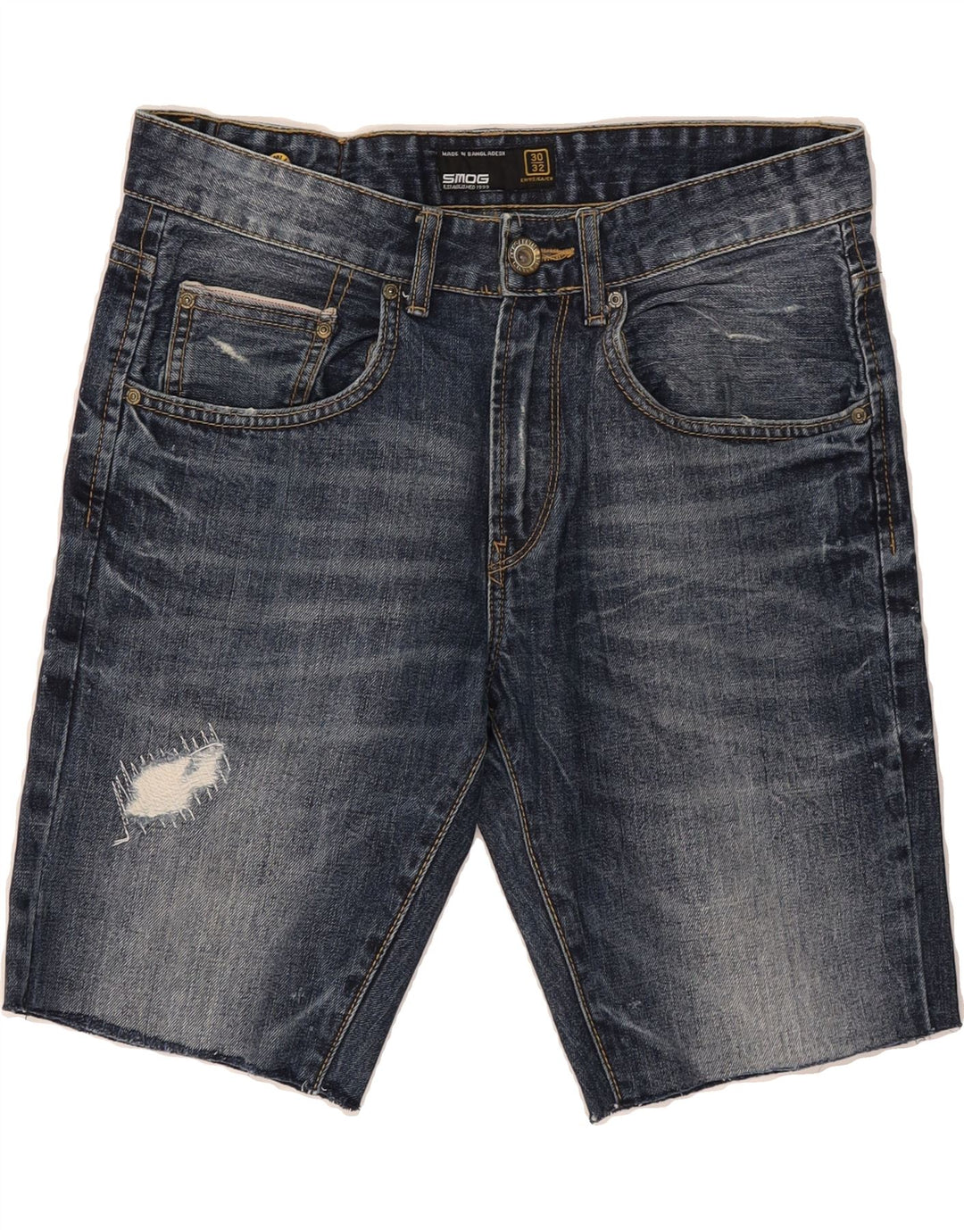 SMOG Mens Distressed Denim Shorts W30 Medium  Blue Cotton Vintage Smog and Second-Hand Smog from Messina Hembry 